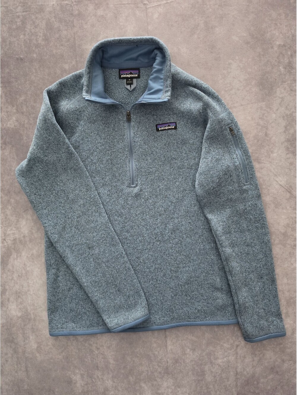 Patagonia Women's Medium Better Sweater 1/4 Zip Fleece Pullover Gray Blue.